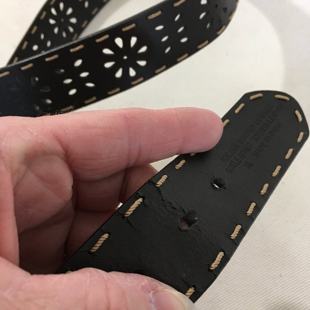 Italian Bonded Leather Cut Out Floral Belt - Picture 5 of 6